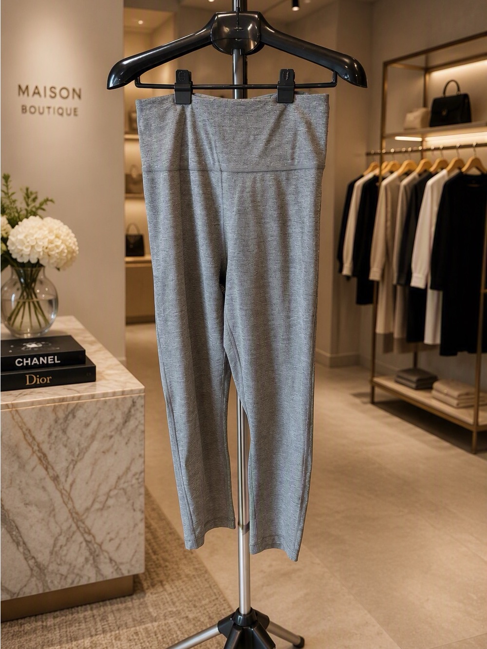 Athleta Light Heather Gray High-Rise Ultimate Stash Pocket Capri Leggings